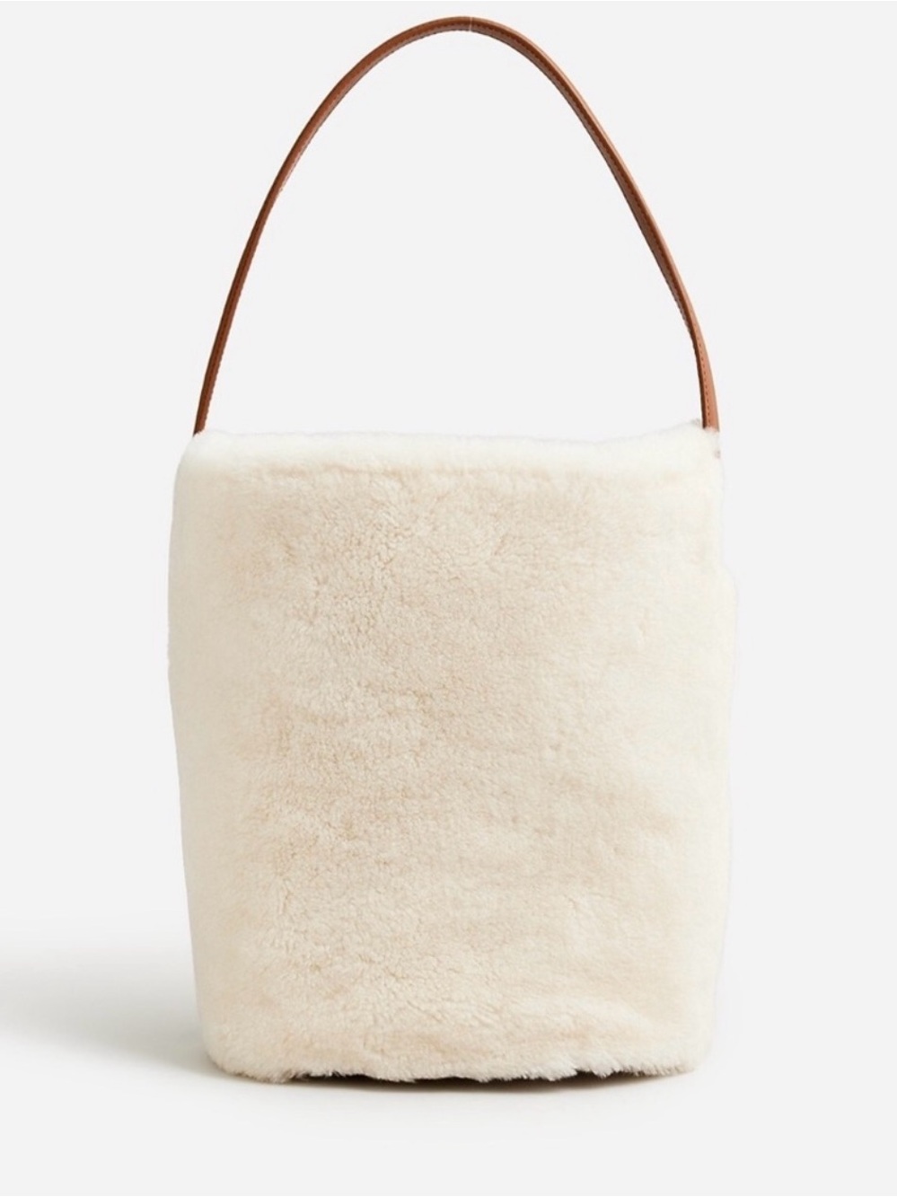 J. Crew Berkeley Shearling Bucket Bag with Brown Strap